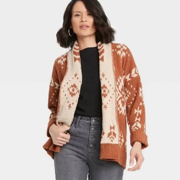 Knox Rose Sweaters - Knox Rose Geometric Open Cardigan Size Medium